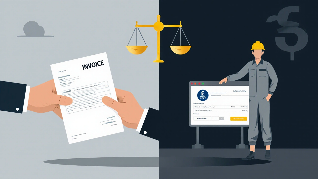 Aufteilung der Steuerlast: Handwerker gibt Netto-Rechnung, Bauträger zahlt Steuer direkt an das Finanzamt.