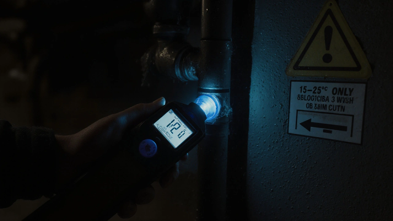 Feinmessgerät erkennt mikroskopisches Leck an einer Gasleitung bei konstanter Raumtemperatur.