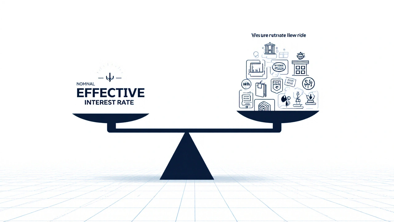 Waage mit niedrigem Sollzins gegenüber hohem Effektivzins mit versteckten Gebühren.