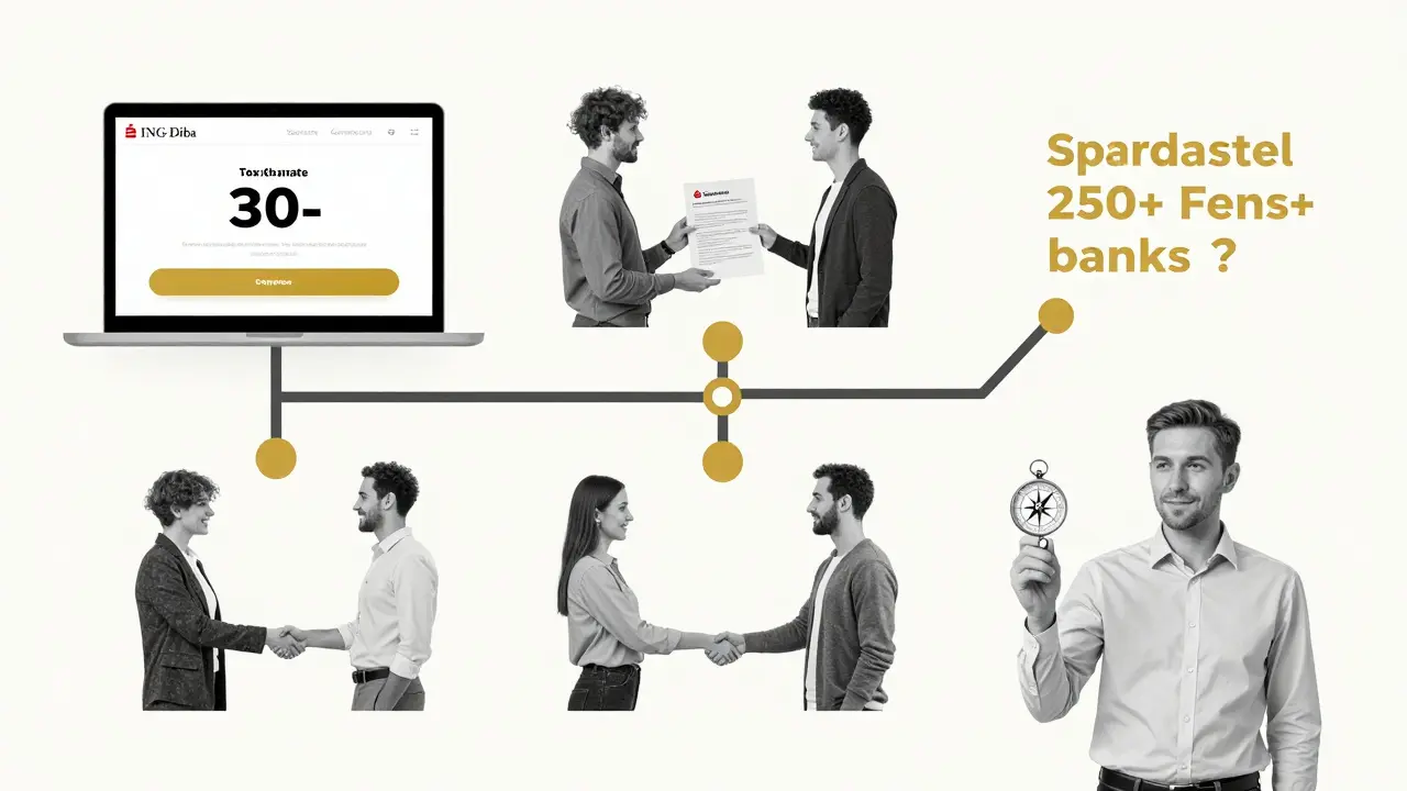 Entscheidungsbaum für Immobilienkredit: Digital, regional oder Vermittler — mit goldenen Hinweisen auf die besten Optionen.