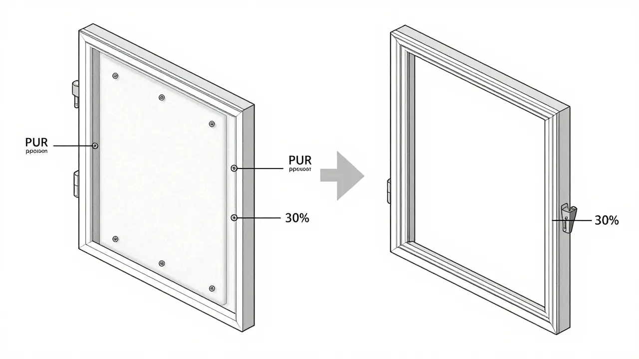 Isometric comparison of correctly and incorrectly mounted door frames with labeled components.