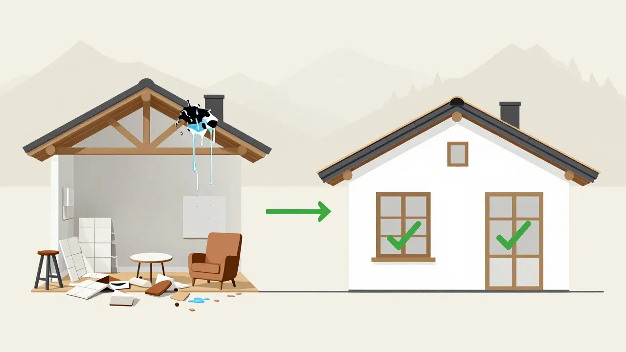 Vergleich: chaotische Renovierung mit Schäden links, strukturierte Sanierung mit Erfolg rechts.
