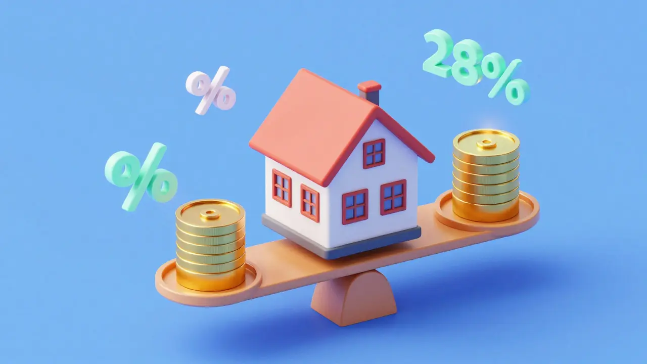 Konzeptuelle Darstellung einer Waage mit einem Haus, die die Steuerersparnis durch Nießbrauch zeigt.