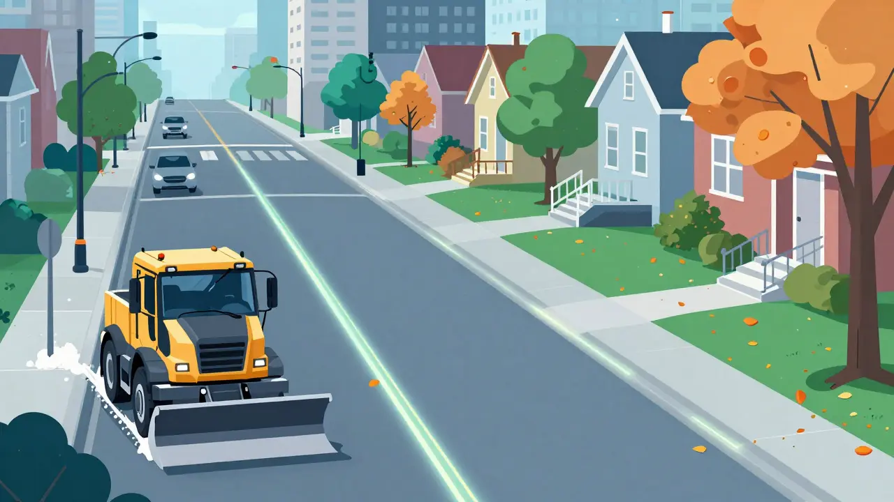 Unterschiedliche Straßentypen mit markierter Grundstücksfassade