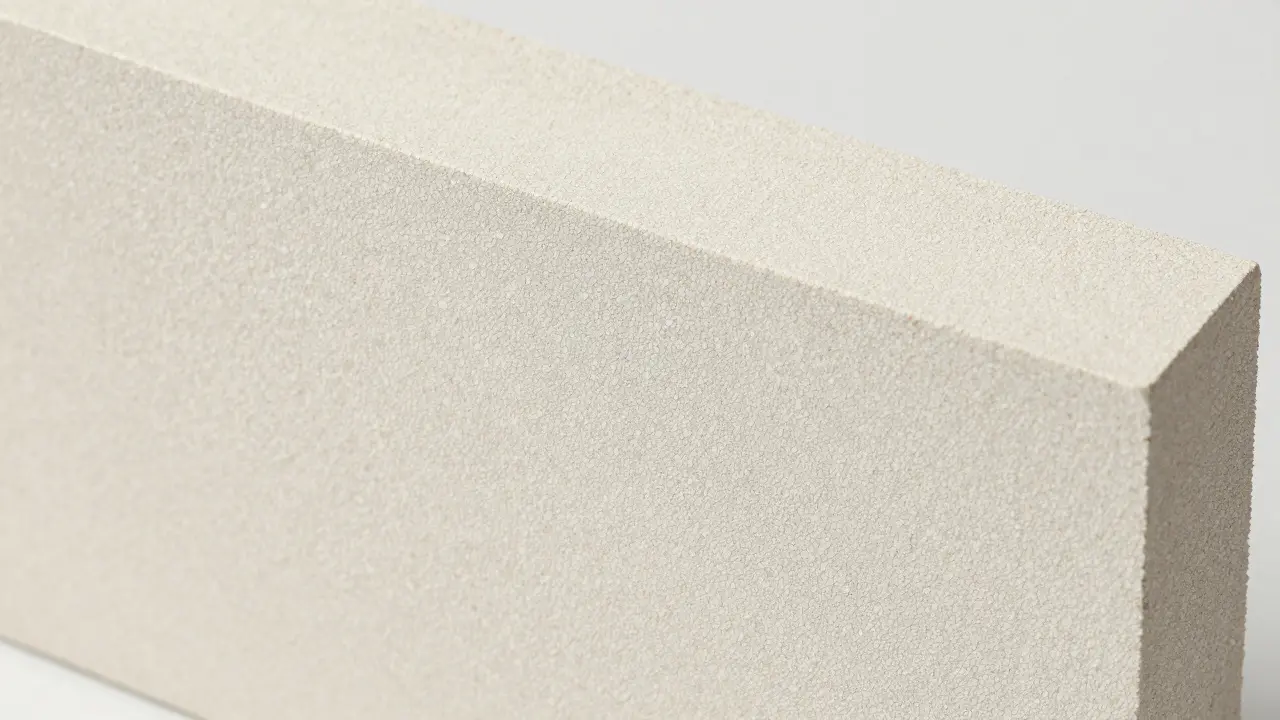 Detailaufnahme der robusten Beschichtung eines modernen Polystyrol-Fassadenprofils