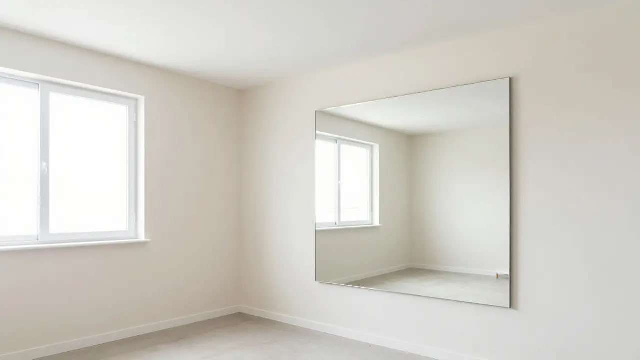 Kleines Zimmer mit großem Spiegel zur optischen Vergrößerung