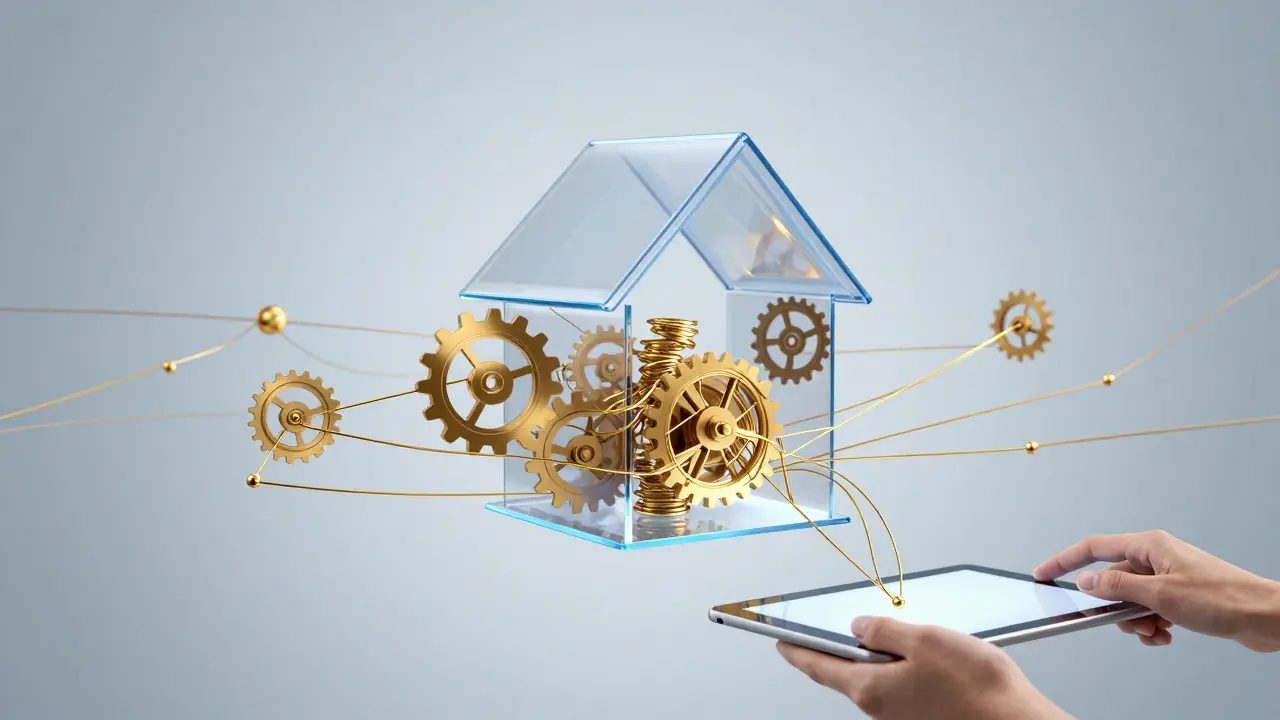 Abstrakte Darstellung der Reduzierung von Komplexität beim Immobilienverkauf