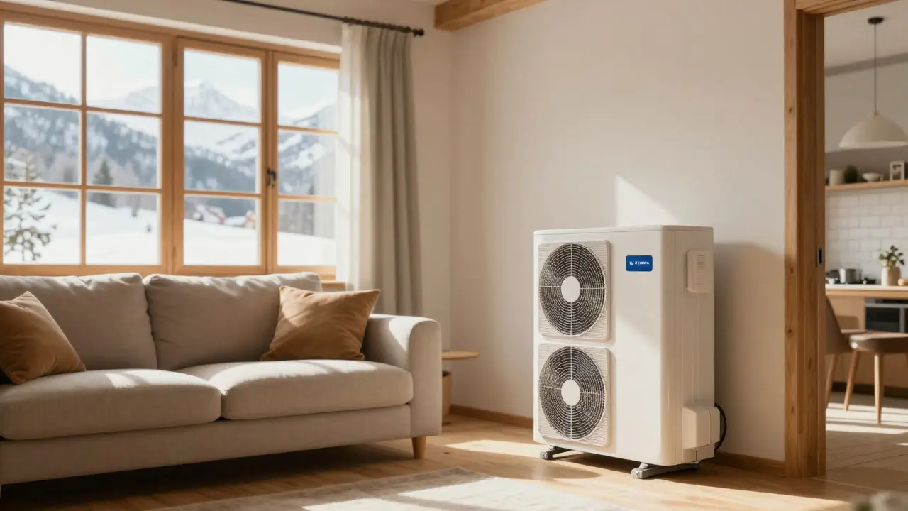 Gemütliches Wohnzimmer mit neuer Wärmepumpe