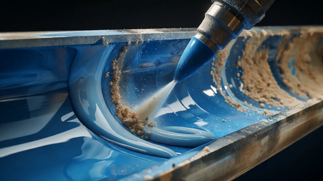 Technische Darstellung der Rohrinnensanierung mit Epoxidharzbeschichtung