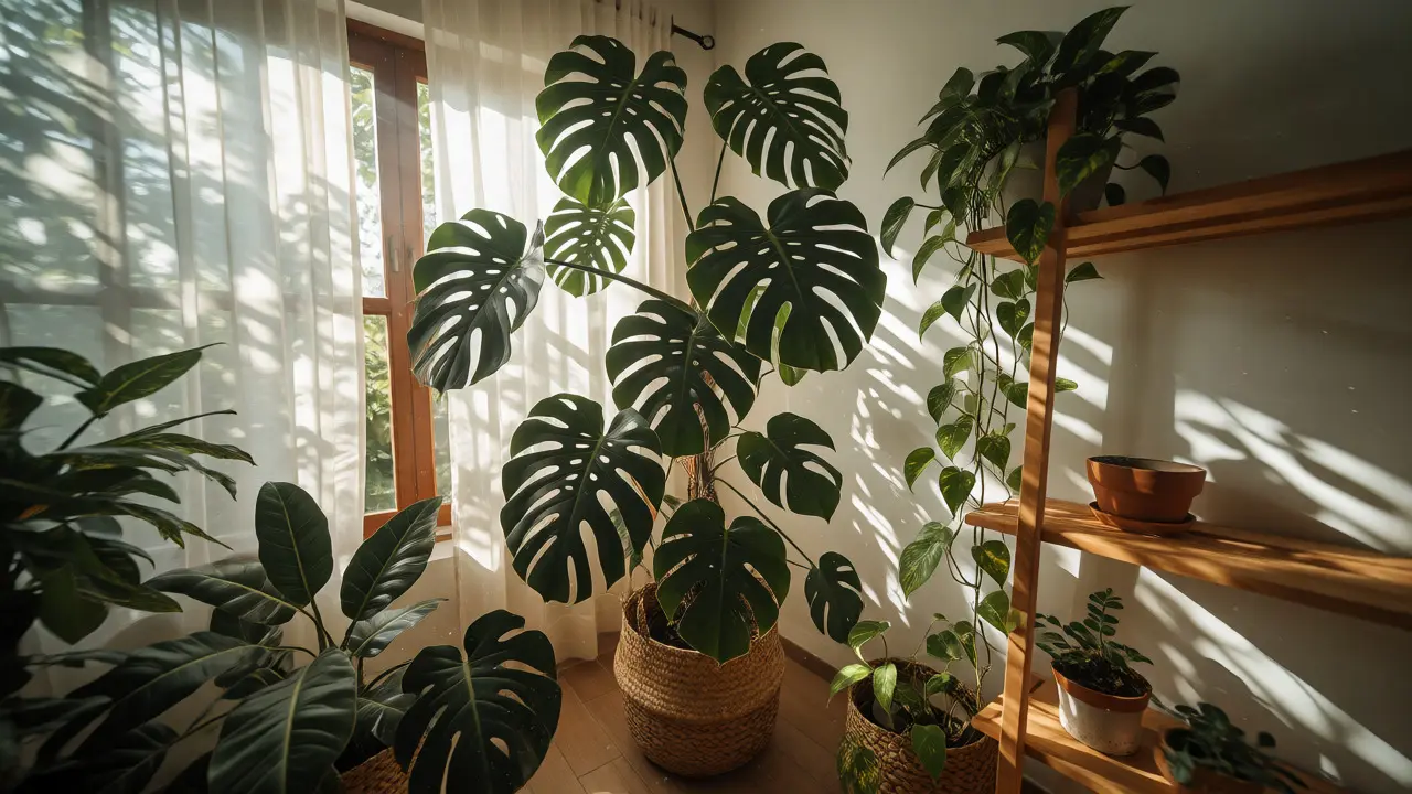 Monstera und Efeutute als grüne Akzente im Wohnraum